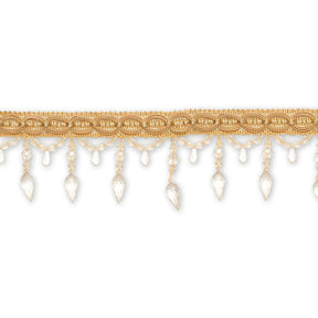 Pear Drop Beaded Rhinestone Tassel Fringe Trim SV579931 Light Yellow 1