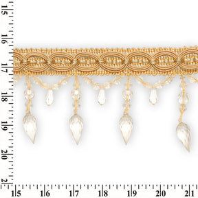 Pear Drop Beaded Rhinestone Tassel Fringe Trim SV579931 Light Yellow 3