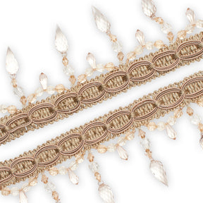 Pear Drop Beaded Rhinestone Tassel Fringe Trim SV579932 Champagne 2