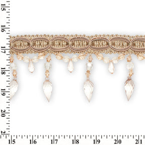 Pear Drop Beaded Rhinestone Tassel Fringe Trim SV579932 Champagne 3