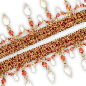 Pear Drop Beaded Rhinestone Tassel Fringe Trim SV579933 Pink / Gold 2