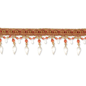 Pear Drop Beaded Rhinestone Tassel Fringe Trim SV579933 Pink / Gold 1