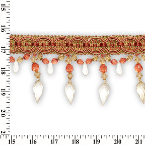 Pear Drop Beaded Rhinestone Tassel Fringe Trim SV579933 Pink / Gold 3