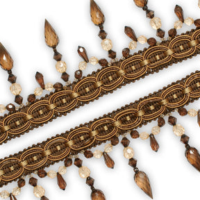 Pear Drop Beaded Rhinestone Tassel Fringe Trim SV579935 Brown 2