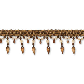 Pear Drop Beaded Rhinestone Tassel Fringe Trim SV579935 Brown 1