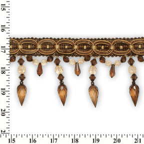 Pear Drop Beaded Rhinestone Tassel Fringe Trim SV579935 Brown 3