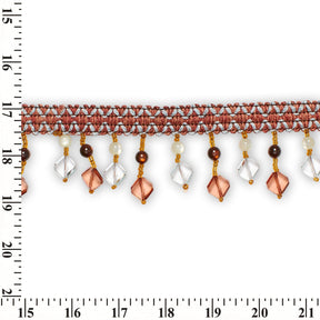Square Beaded Rhinestone Tassel Fringe Trim SV579937 Chestnut Brown / Light Blue 3