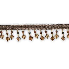 Square Beaded Rhinestone Tassel Fringe Trim SV579938 Brown 1