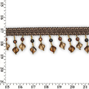 Square Beaded Rhinestone Tassel Fringe Trim SV579938 Brown 3