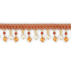 Square Beaded Rhinestone Tassel Fringe Trim SV579940 Orange / Ivory 1