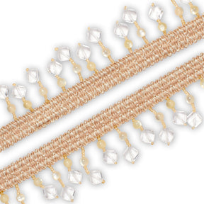 Square Beaded Rhinestone Tassel Fringe Trim SV579941 Ivory 2