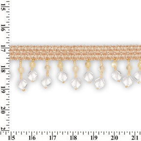 Square Beaded Rhinestone Tassel Fringe Trim SV579941 Ivory 3