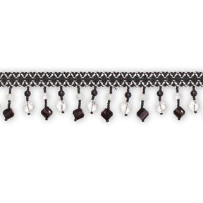 Square Beaded Rhinestone Tassel Fringe Trim SV579944 Black / White 1