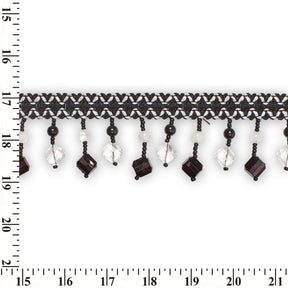 Square Beaded Rhinestone Tassel Fringe Trim SV579944 Black / White 3