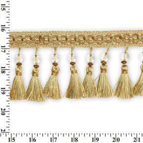 Beaded Tassel Fringe Trim Light Yellow Video|SV579945