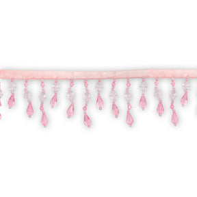 Small Teardrop Beaded Rhinestone Tassel Fringe Trim SV579952 Pink 1