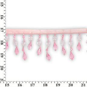 Small Teardrop Beaded Rhinestone Tassel Fringe Trim SV579952 Pink 3