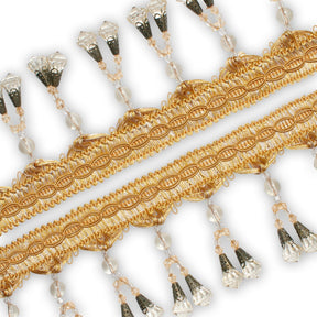 Dual Beaded Rhinestone Tassel Fringe Trim SV579953 Yellow 2