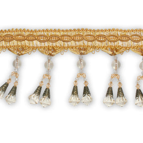 Dual Beaded Rhinestone Tassel Fringe Trim SV579953 Yellow 1