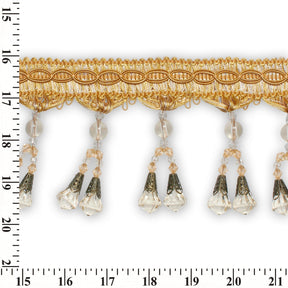 Dual Beaded Rhinestone Tassel Fringe Trim SV579953 Yellow 3