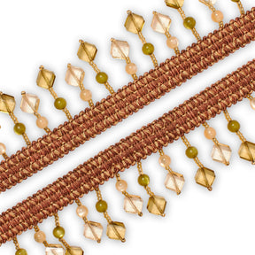 Square Beaded Rhinestone Tassel Fringe Trim SV579954 Rust / Gold 2