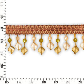 Square Beaded Rhinestone Tassel Fringe Trim SV579954 Rust / Gold 3