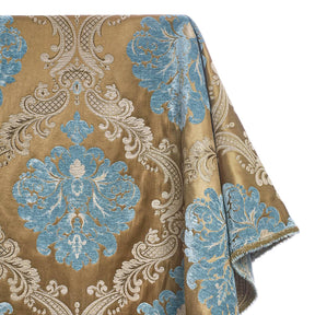 Royal Damask Chenille Upholstery Brocade Satin Jacquard Fabric SV579956 Tan Turquoise A1