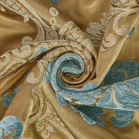 Royal Damask Chenille Upholstery Brocade Satin Jacquard Fabric SV579956 Tan Turquoise A2