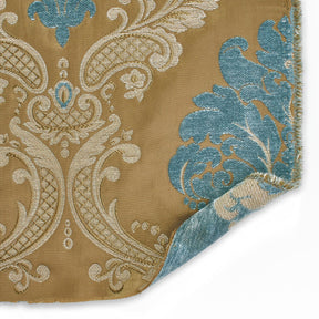 Royal Damask Chenille Upholstery Brocade Satin Jacquard Fabric SV579956 Tan Turquoise A3