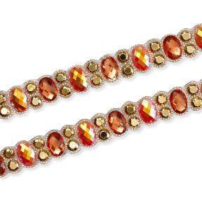 Oval Resin Rhinestone Iron On Trim SV580171 Orange 1