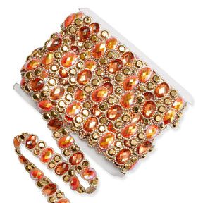 Oval Resin Rhinestone Iron On Trim SV580171 Orange 2