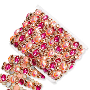 Oval Resin Rhinestone Iron On Trim SV580172 Pink 2