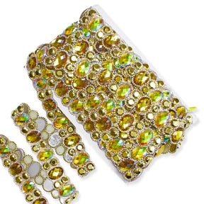 Oval Resin Rhinestone Iron On Trim SV580173 Gold 2