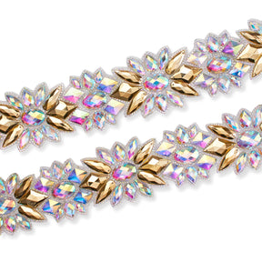Floral Resin Rhinestone Iron On Trim SV580175 1