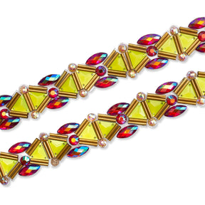 Trilateral Resin Rhinestone Iron On Trim SV580181 Neon Yellow 1