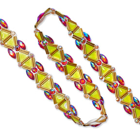 Trilateral Resin Rhinestone Iron On Trim SV580181 Neon Yellow 3