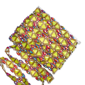 Trilateral Resin Rhinestone Iron On Trim SV580181 Neon Yellow 2