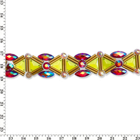 Trilateral Resin Rhinestone Iron On Trim SV580181 Neon Yellow 4