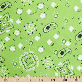 Paisley Print Bandana Broadcloth Fabric SV580197 Lime Green 3