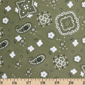 Paisley Print Bandana Broadcloth Fabric SV580198 Olive Green 3