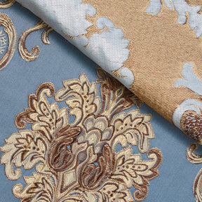 Chateau Damask Upholstery Jacquard Fabric SV580285 Blue / Gold 3