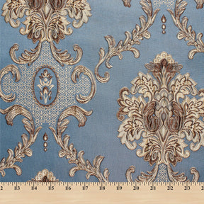 Chateau Damask Upholstery Jacquard Fabric SV580285 Blue / Gold 4