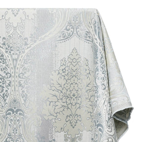 Venetian Damask Extra Wide Brocade Upholstery Jacquard Fabric SV580288 Off White / Blue 2