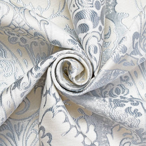 Venetian Damask Extra Wide Brocade Upholstery Jacquard Fabric SV580288 Off White / Blue 4