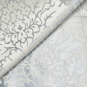 Venetian Damask Extra Wide Brocade Upholstery Jacquard Fabric SV580288 Off White / Blue 5