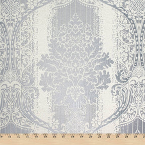 Venetian Damask Extra Wide Brocade Upholstery Jacquard Fabric SV580288 Off White / Blue 6