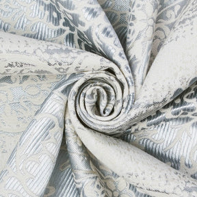 Venetian Damask Extra Wide Brocade Upholstery Jacquard Fabric SV580288 Off White / Blue 3