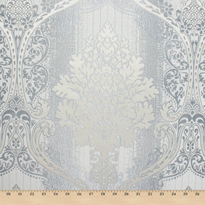 Venetian Damask Extra Wide Brocade Upholstery Jacquard Fabric SV580288 Off White / Blue 7
