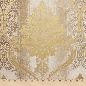 Venetian Damask Extra Wide Brocade Upholstery Jacquard Fabric SV580289 Bronze / Off White 7