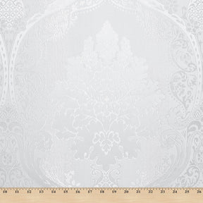 Venetian Damask Extra Wide Brocade Upholstery Jacquard Fabric SV580291 White / White 7